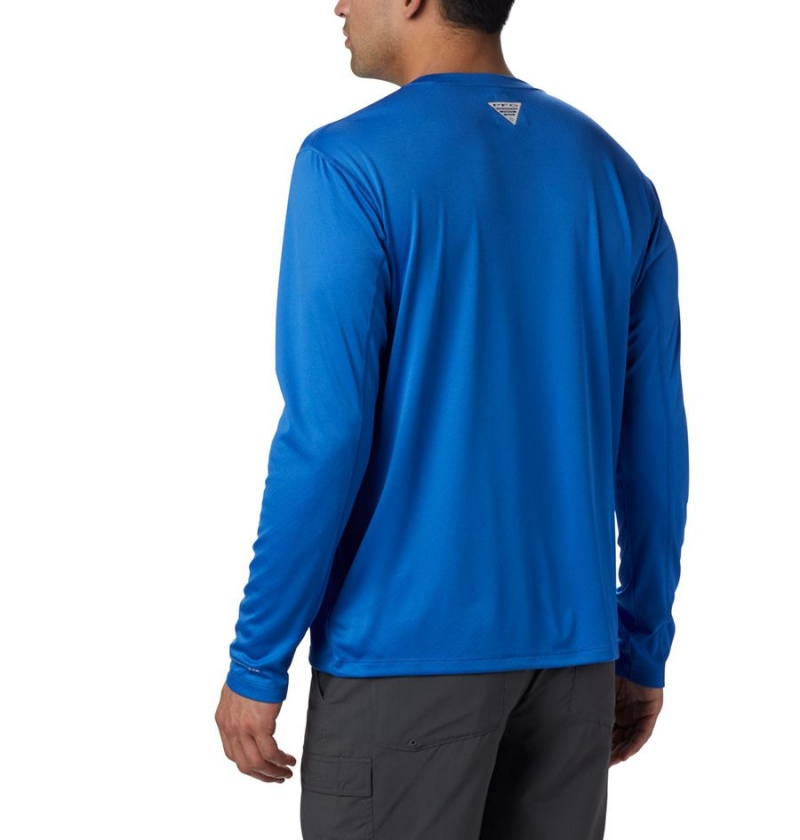 Columbia PFG Zero Rules Long Sleeve Men's T-Shirt Blue | MGKOET-425