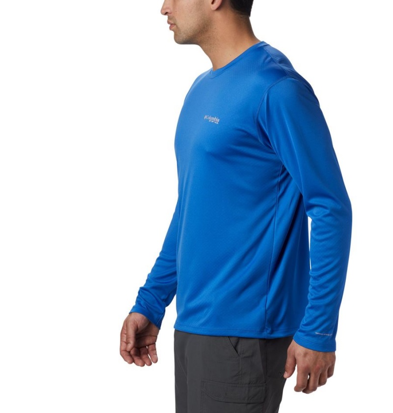 Columbia PFG Zero Rules Long Sleeve Men's T-Shirt Blue | MGKOET-425