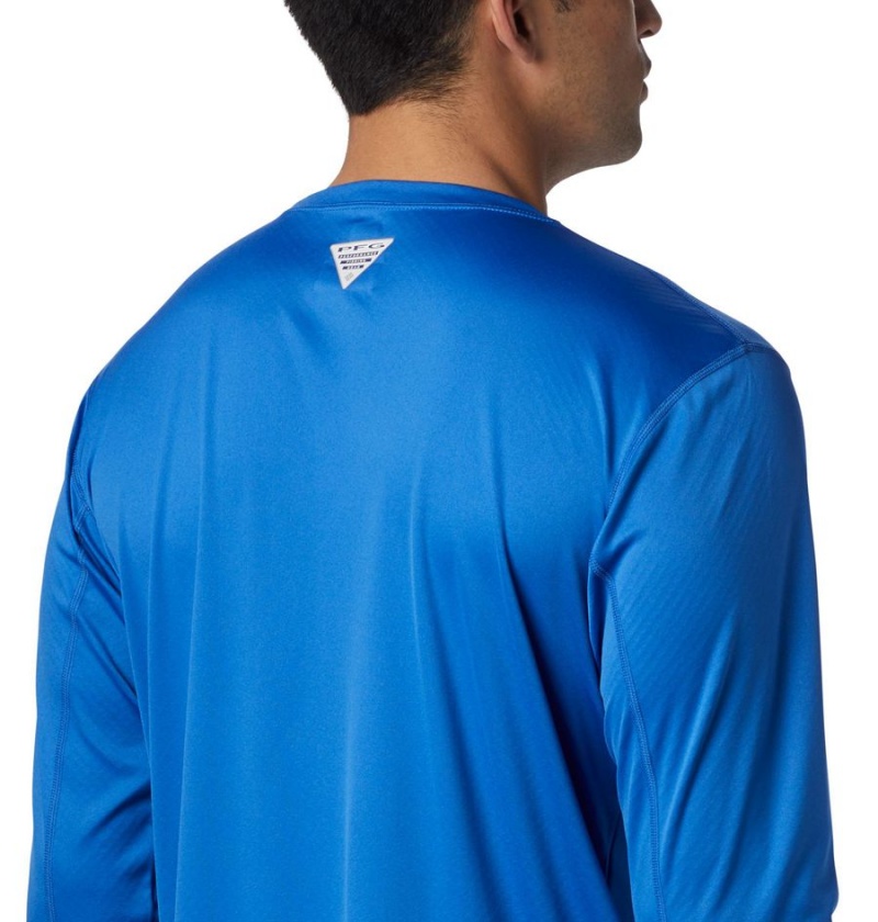 Columbia PFG Zero Rules Long Sleeve Men's T-Shirt Blue | MGKOET-425