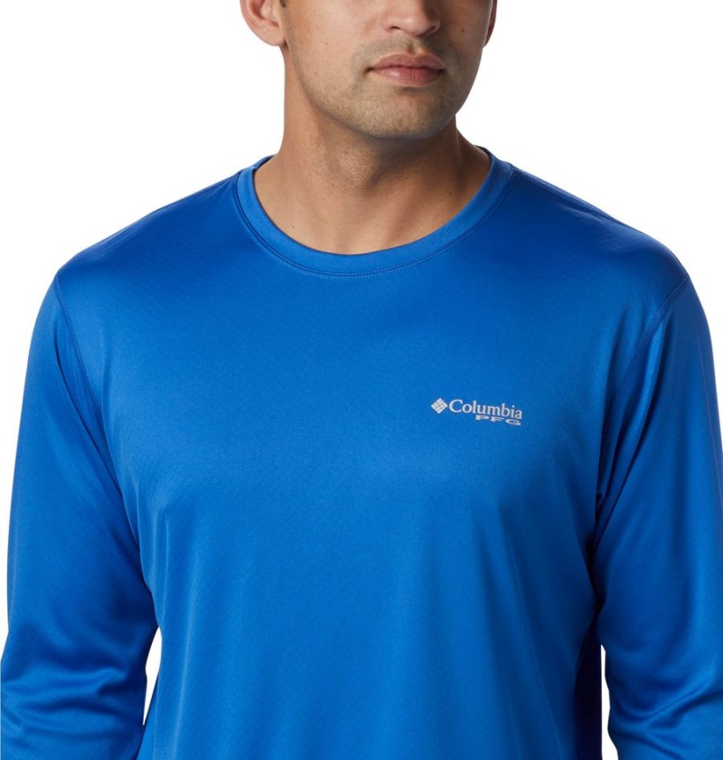 Columbia PFG Zero Rules Long Sleeve Men's T-Shirt Blue | MGKOET-425
