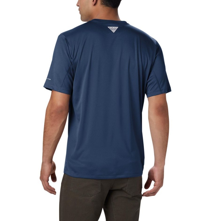 Columbia PFG Zero Rules Short Sleeve Men's T-Shirt Blue | NPIYAK-861