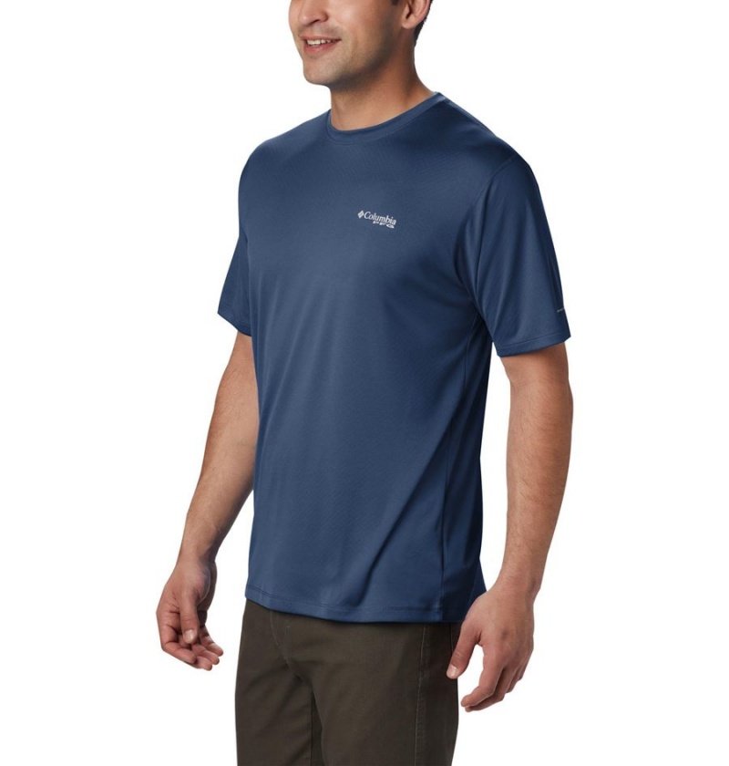 Columbia PFG Zero Rules Short Sleeve Men's T-Shirt Blue | NPIYAK-861