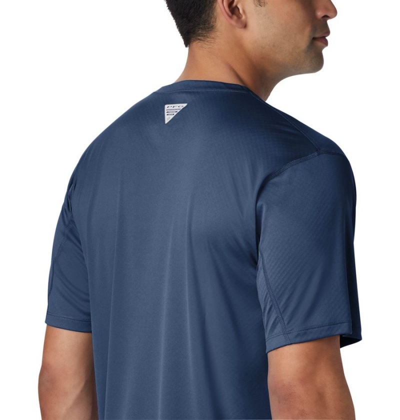 Columbia PFG Zero Rules Short Sleeve Men's T-Shirt Blue | NPIYAK-861