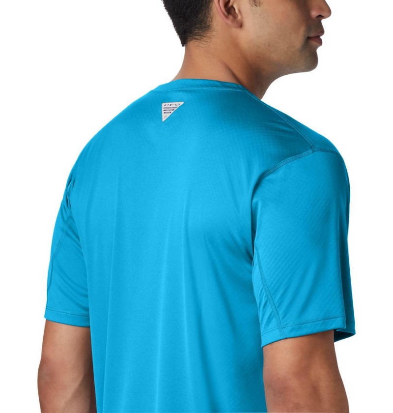 Columbia PFG Zero Rules Short Sleeve Men's T-Shirt Blue | CERPUY-085