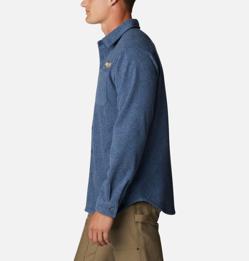Columbia PHG Bucktail Fleece Over Men's Shirt Blue | WAQDFS-695