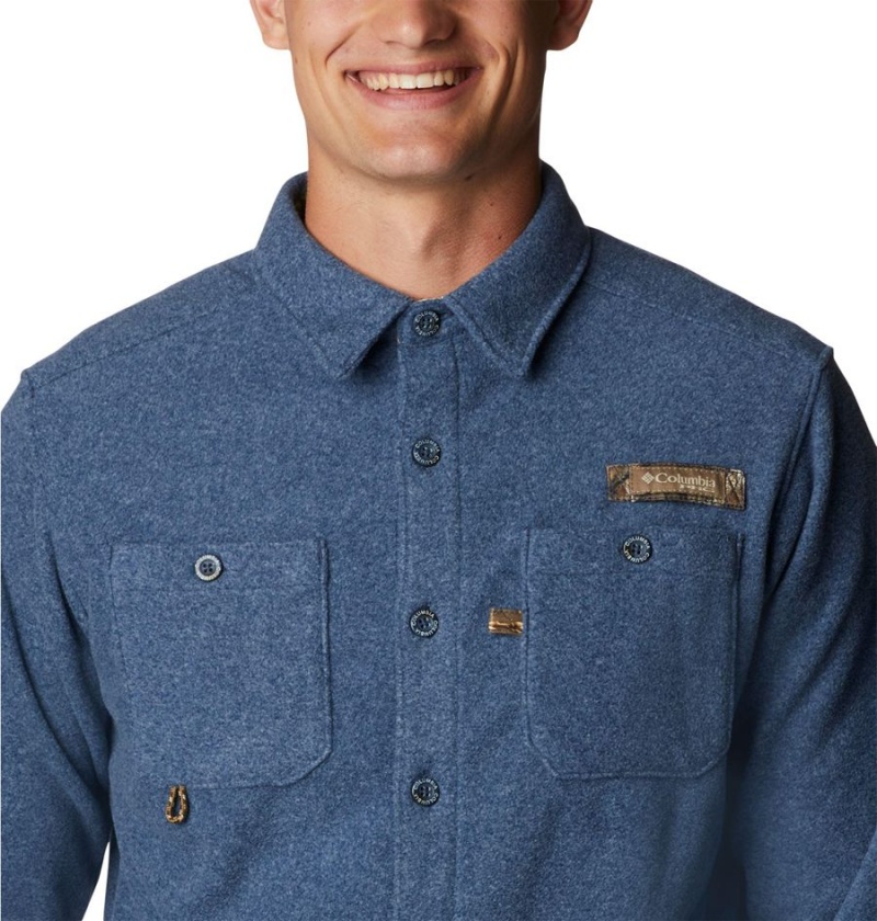 Columbia PHG Bucktail Fleece Over Men's Shirt Blue | WAQDFS-695