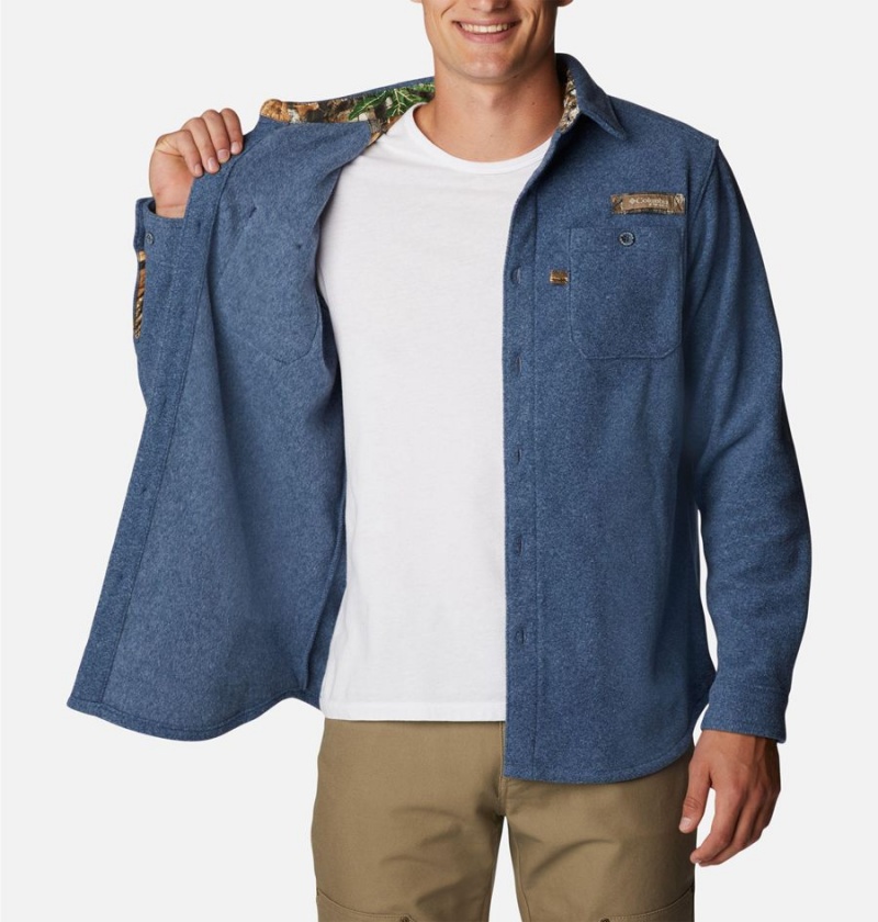 Columbia PHG Bucktail Fleece Over Men's Shirt Blue | WAQDFS-695