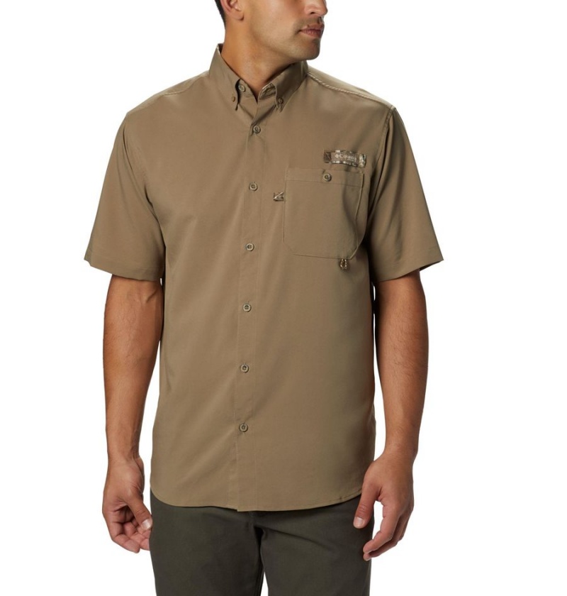 Columbia PHG Bucktail Short Sleeve Woven Men\'s Shirt Brown | UCVALM-752
