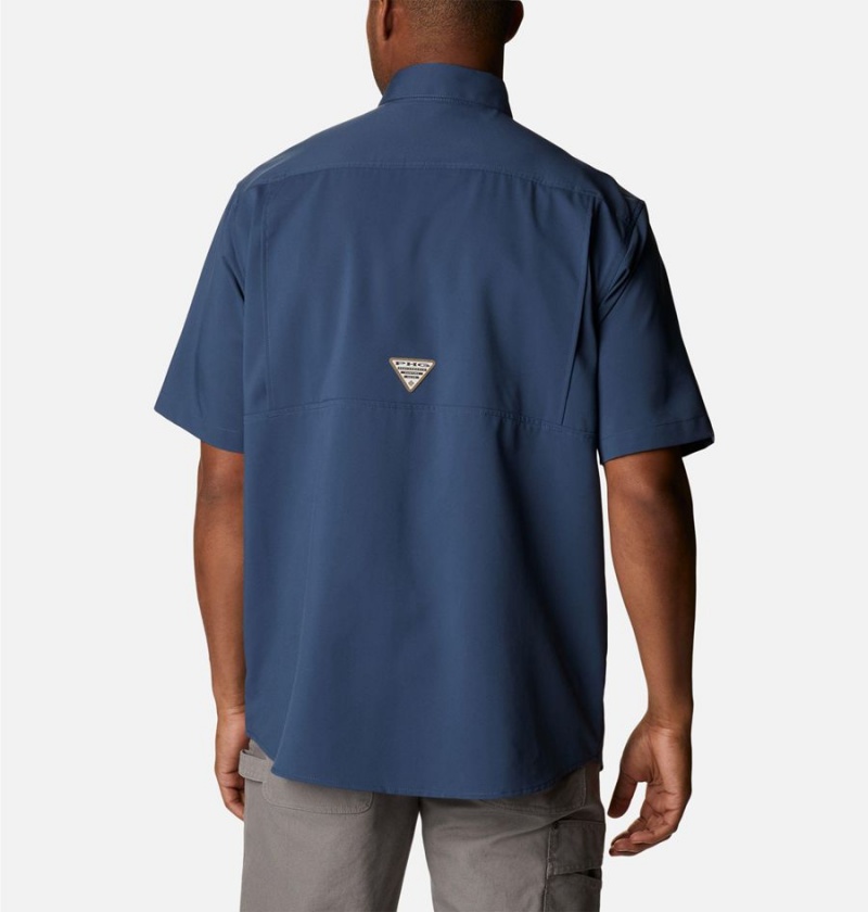 Columbia PHG Bucktail Short Sleeve Woven Men's Shirt Blue | QYHOLX-819