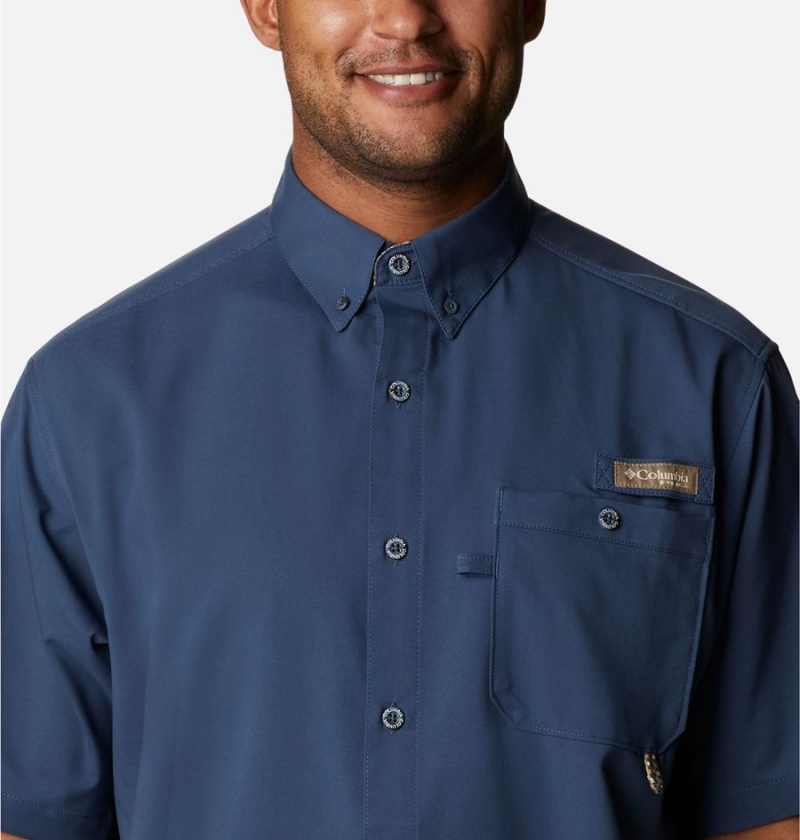 Columbia PHG Bucktail Short Sleeve Woven Men's Shirt Blue | QYHOLX-819