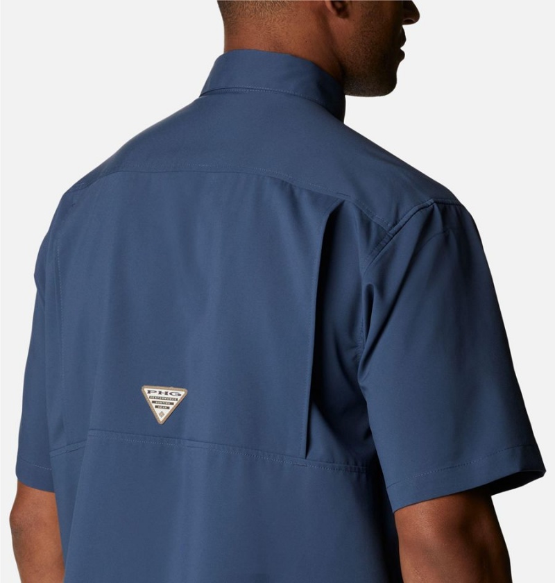 Columbia PHG Bucktail Short Sleeve Woven Men's Shirt Blue | QYHOLX-819