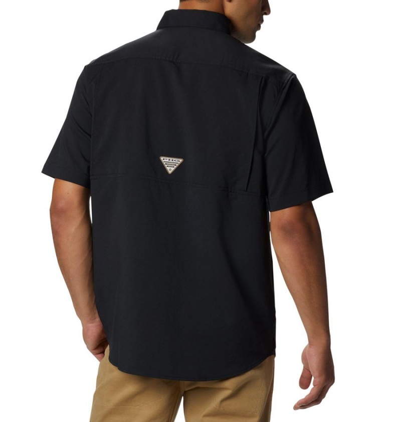 Columbia PHG Bucktail Short Sleeve Woven Men's Shirt Black | KMXWYA-034