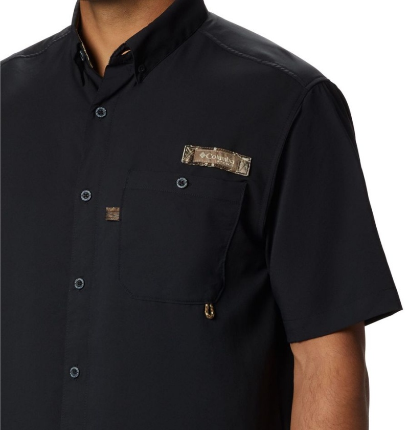 Columbia PHG Bucktail Short Sleeve Woven Men's Shirt Black | KMXWYA-034