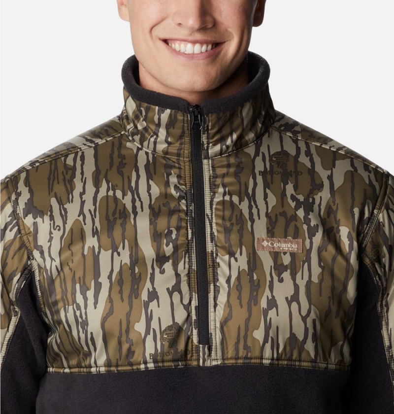 Columbia PHG Fleece Overlay 1/4 Zip Men's Pullover Black | HIJMYL-065