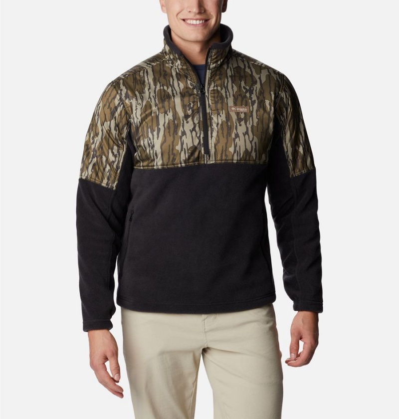 Columbia PHG Fleece Overlay 1/4 Zip Men\'s Pullover Black | HIJMYL-065