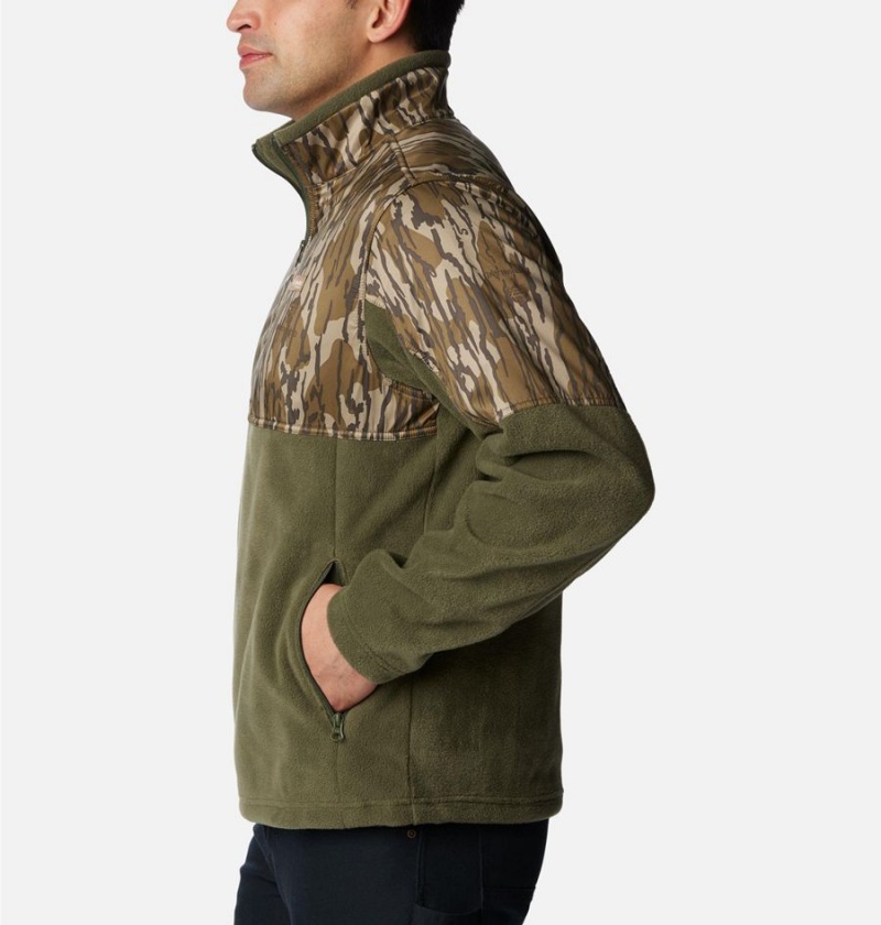 Columbia PHG Fleece Overlay 1/4 Zip Men's Pullover Olive | LVTUBJ-081
