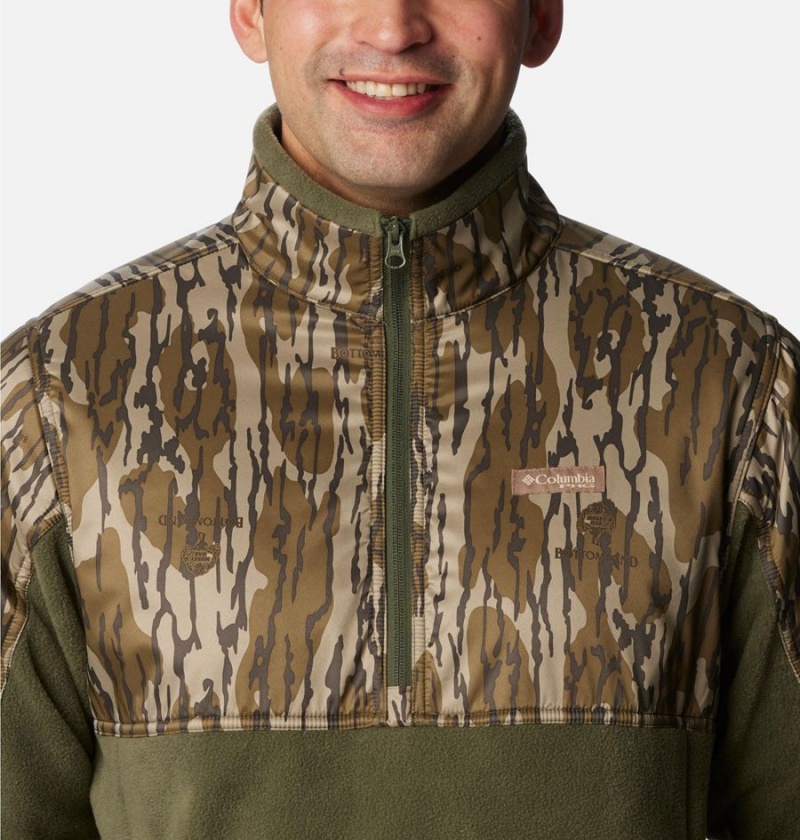 Columbia PHG Fleece Overlay 1/4 Zip Men's Pullover Olive | LVTUBJ-081