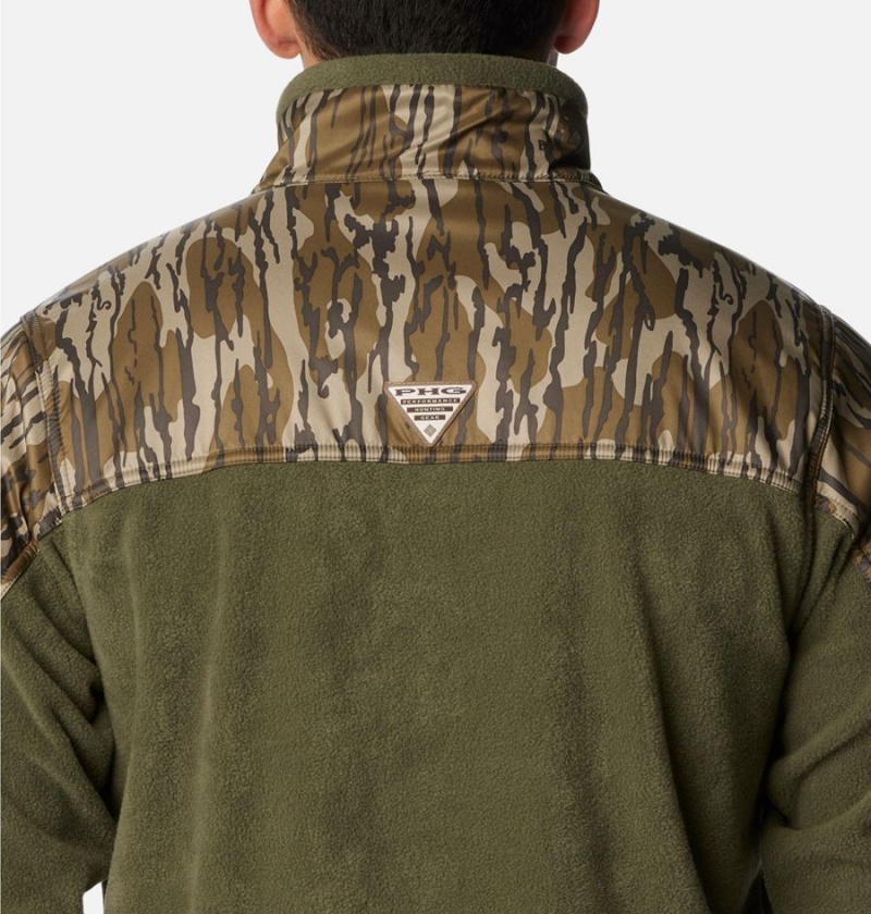 Columbia PHG Fleece Overlay 1/4 Zip Men's Pullover Olive | LVTUBJ-081