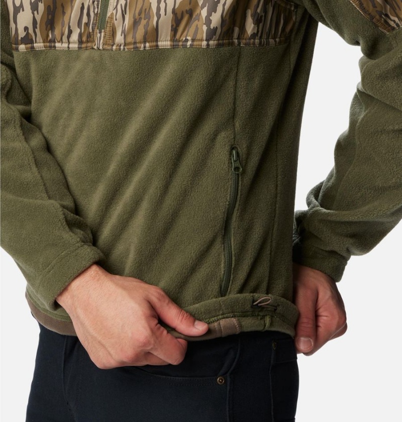 Columbia PHG Fleece Overlay 1/4 Zip Men's Pullover Olive | LVTUBJ-081