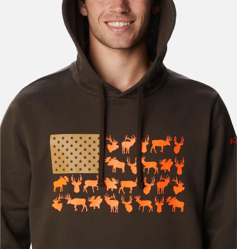 Columbia PHG Game Flag II Men's Hoodie Brown | ISUVYF-941