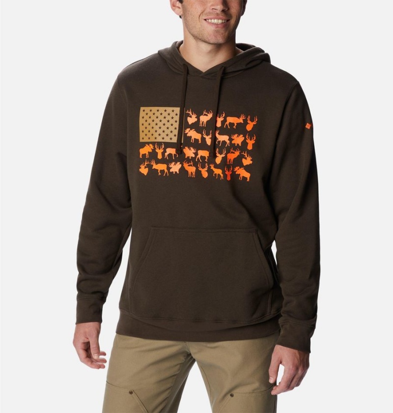 Columbia PHG Game Flag II Men\'s Hoodie Brown | ISUVYF-941