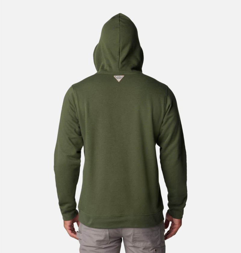 Columbia PHG Game Flag II Men's Hoodie Olive | FQHPSO-961