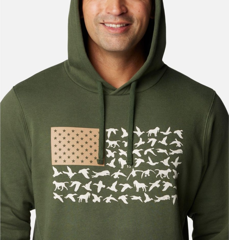 Columbia PHG Game Flag II Men's Hoodie Olive | FQHPSO-961