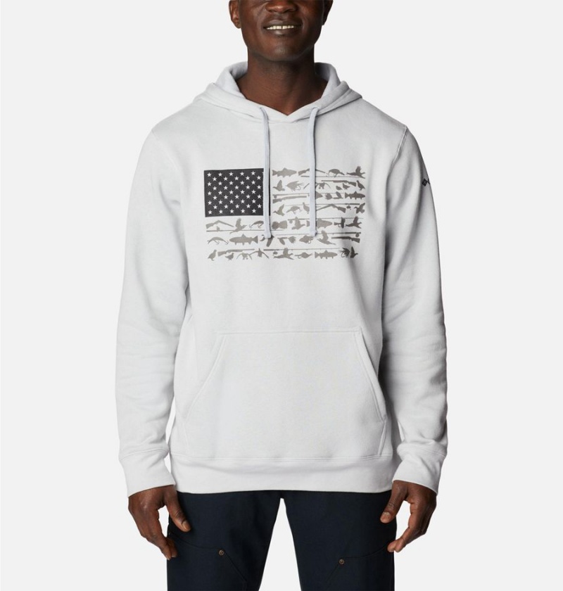 Columbia PHG Game Flag II Men\'s Hoodie White | GZNJCH-138