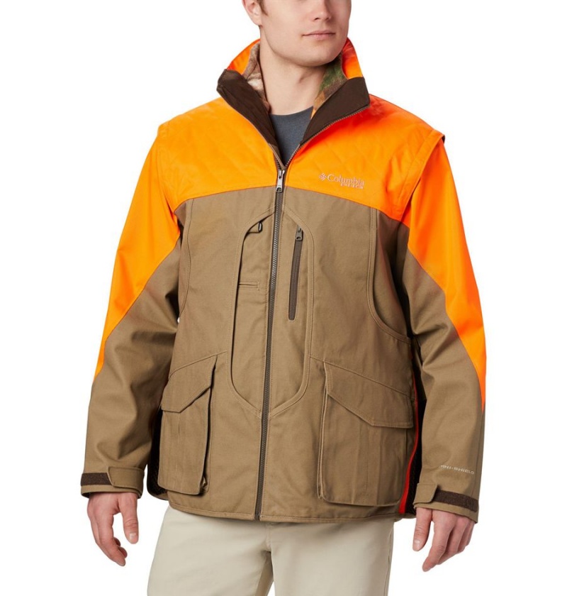 Columbia PHG Ptarmigan Interchange Men\'s Coats Khaki | JOLUAH-504
