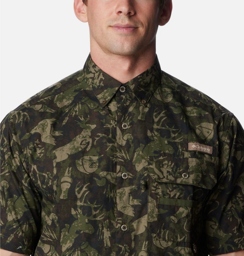 Columbia PHG Super Sharptail Short Sleeve Men's Shirt Olive | WAINOZ-610