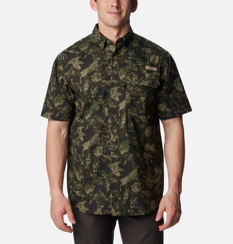 Columbia PHG Super Sharptail Short Sleeve Men\'s Shirt Olive | WAINOZ-610