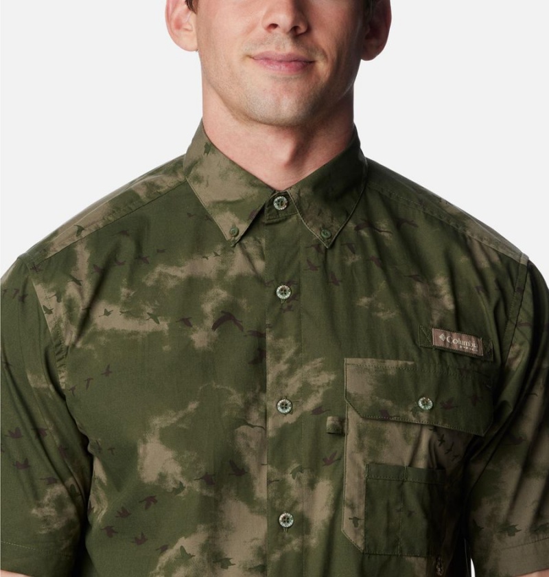 Columbia PHG Super Sharptail Short Sleeve Men's Shirt Olive | DGCZEU-683