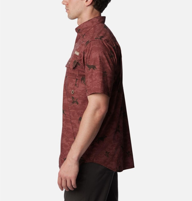 Columbia PHG Super Sharptail Short Sleeve Men's Shirt Red | YJWRNE-684