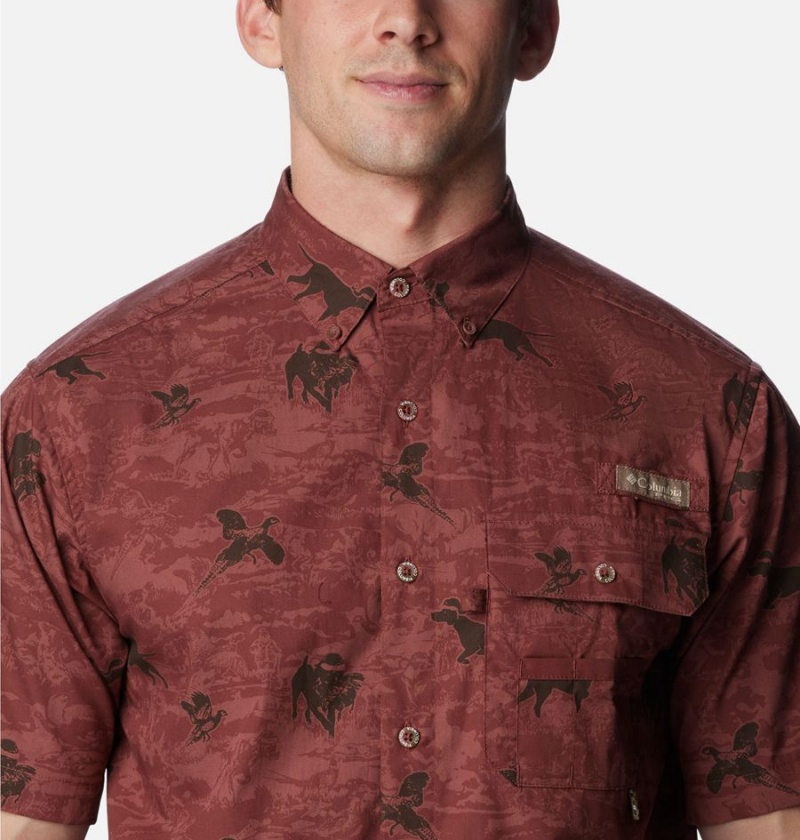 Columbia PHG Super Sharptail Short Sleeve Men's Shirt Red | YJWRNE-684