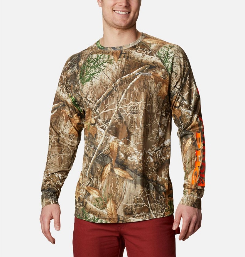 Columbia PHG Super Terminal Shot Long Sleeve Men\'s T-Shirt Brown | PNCDKB-406