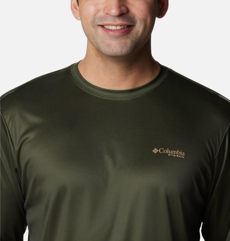 Columbia PHG Terminal Shot Game Flag Long Sleeve Men's T-Shirt Olive | YXMNZI-106