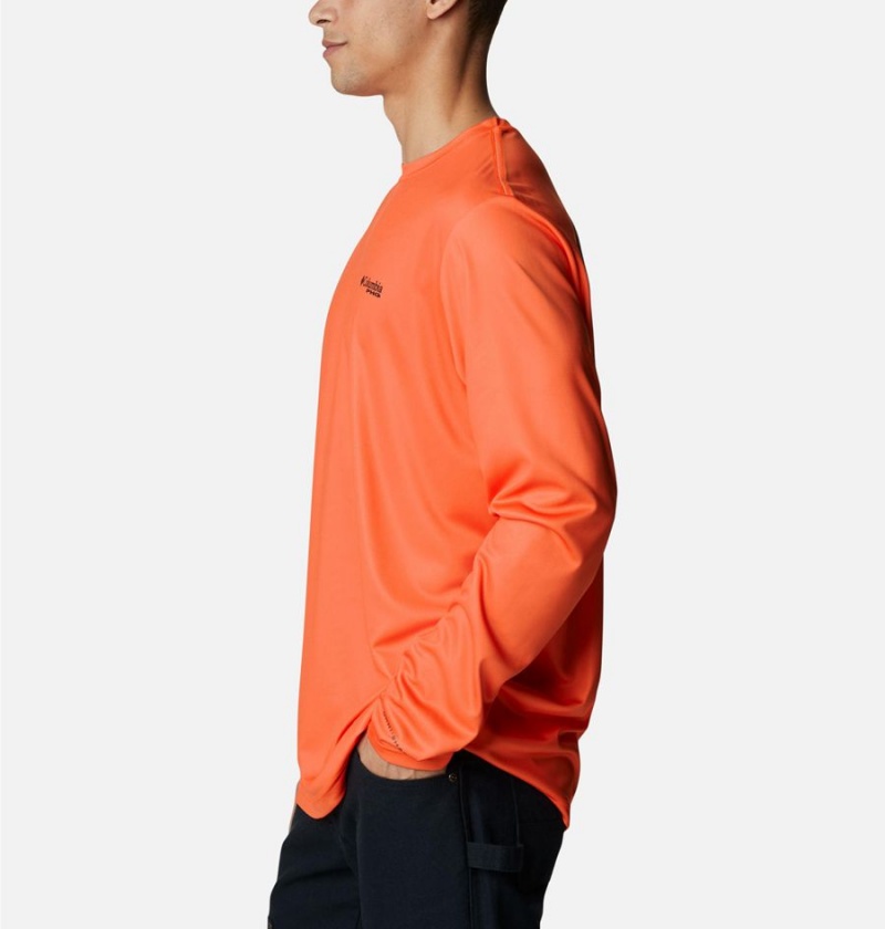 Columbia PHG Terminal Shot Game Flag Long Sleeve Men's T-Shirt Orange | HEGCFB-136
