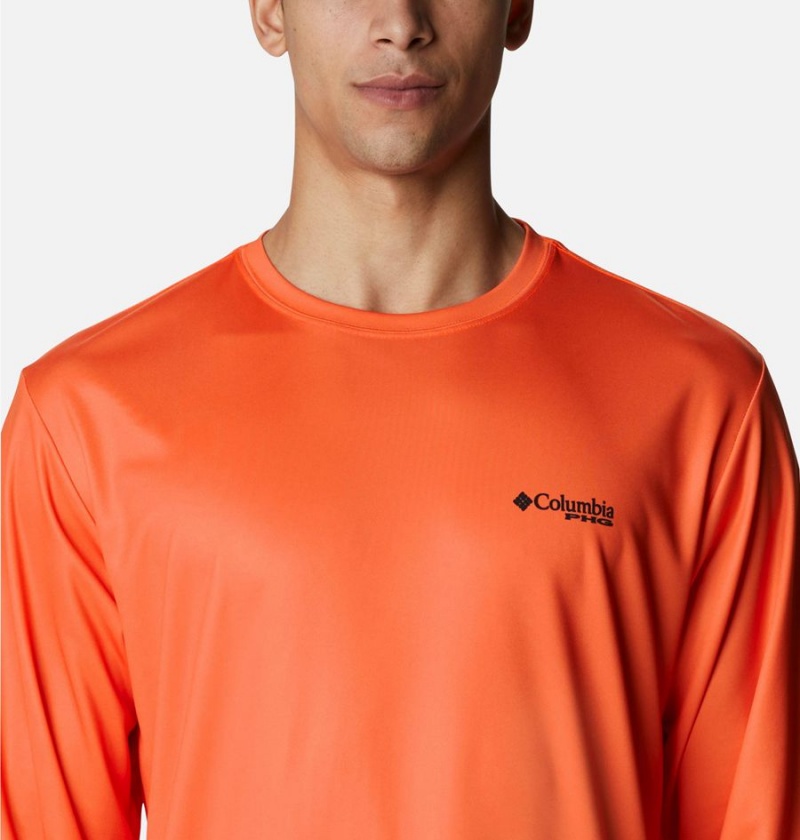 Columbia PHG Terminal Shot Game Flag Long Sleeve Men's T-Shirt Orange | HEGCFB-136