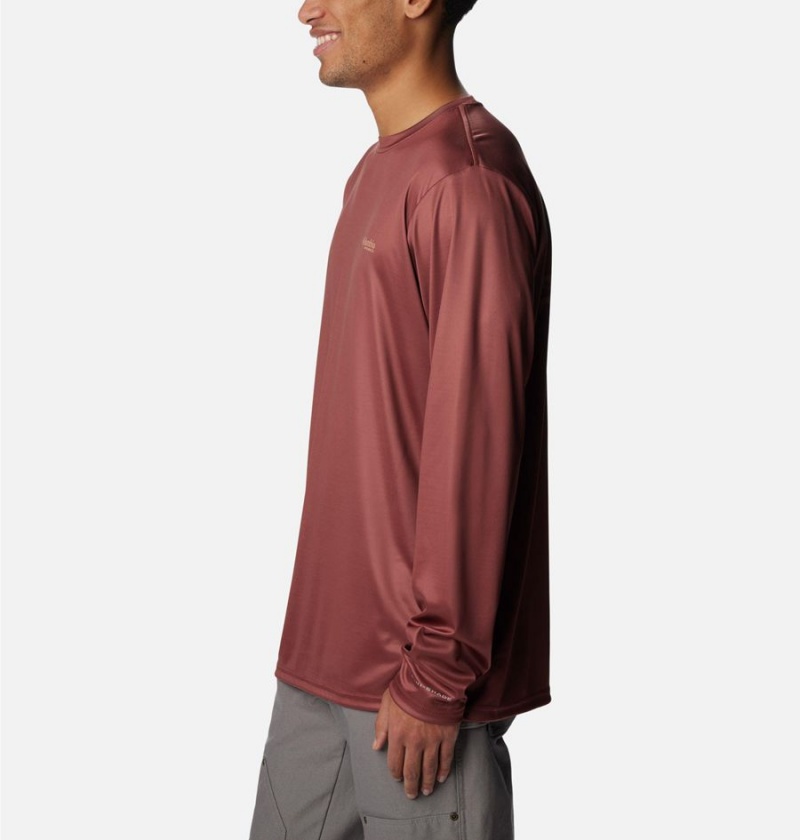 Columbia PHG Terminal Shot Game Flag Long Sleeve Men's T-Shirt Red | BNAROF-034
