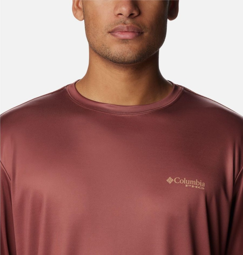 Columbia PHG Terminal Shot Game Flag Long Sleeve Men's T-Shirt Red | BNAROF-034