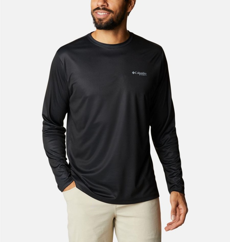 Columbia PHG Terminal Shot Game Flag Long Sleeve Men's T-Shirt Black | IQRPDA-726