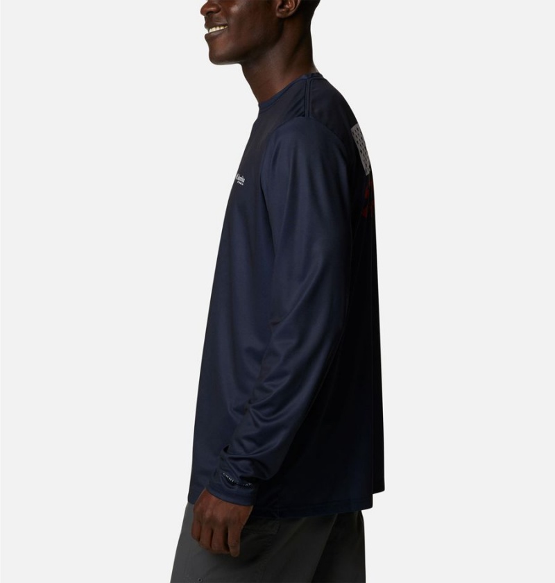Columbia PHG Terminal Shot Game Flag Long Sleeve Men's T-Shirt Navy | TJFAYO-438