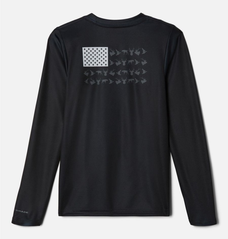 Columbia PHG Terminal Shot Game Flag Long Sleeve Kids' T-Shirt Black | ZYLWVF-240