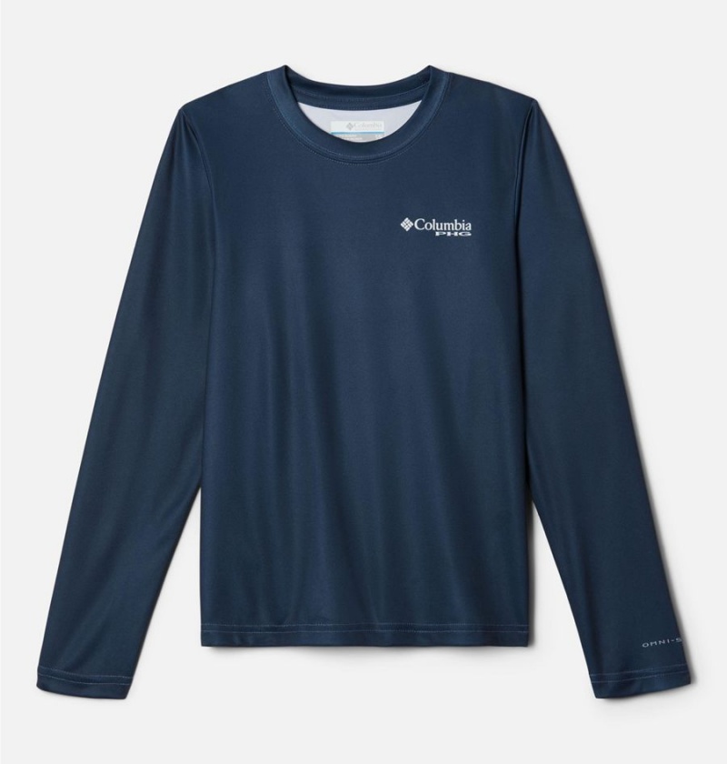 Columbia PHG Terminal Shot Game Flag Long Sleeve Kids\' T-Shirt Navy | JSZAIQ-329