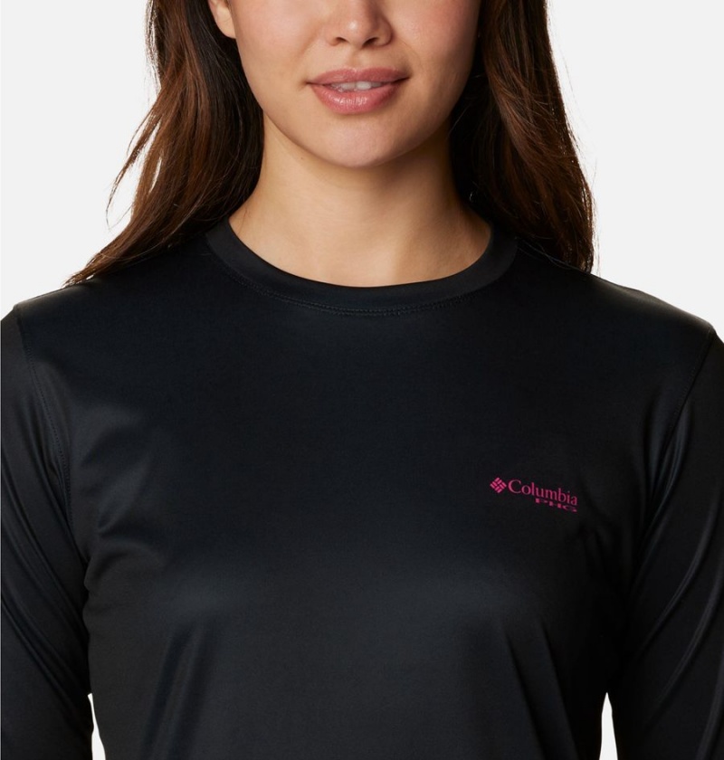 Columbia PHG Tough Shot Graphic Long Sleeve Women's T-Shirt Black | CVSYUL-413