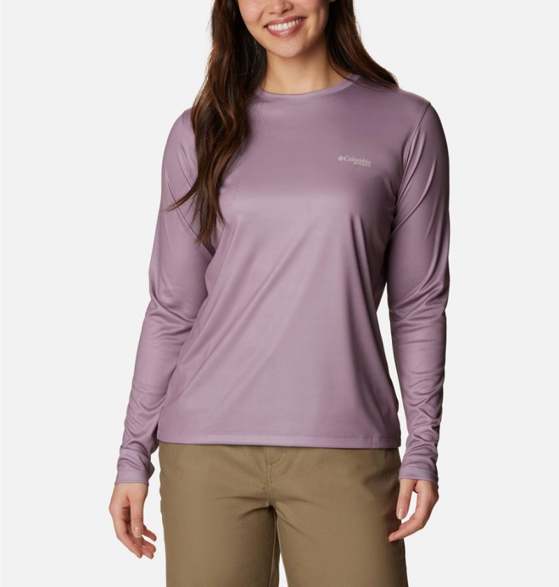 Columbia PHG Tough Shot Graphic Long Sleeve Women's T-Shirt Purple | FBWJMG-759