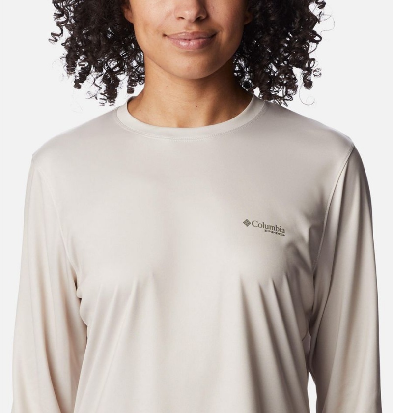 Columbia PHG Tough Shot Graphic Long Sleeve Women's T-Shirt Beige | KHTBIE-076