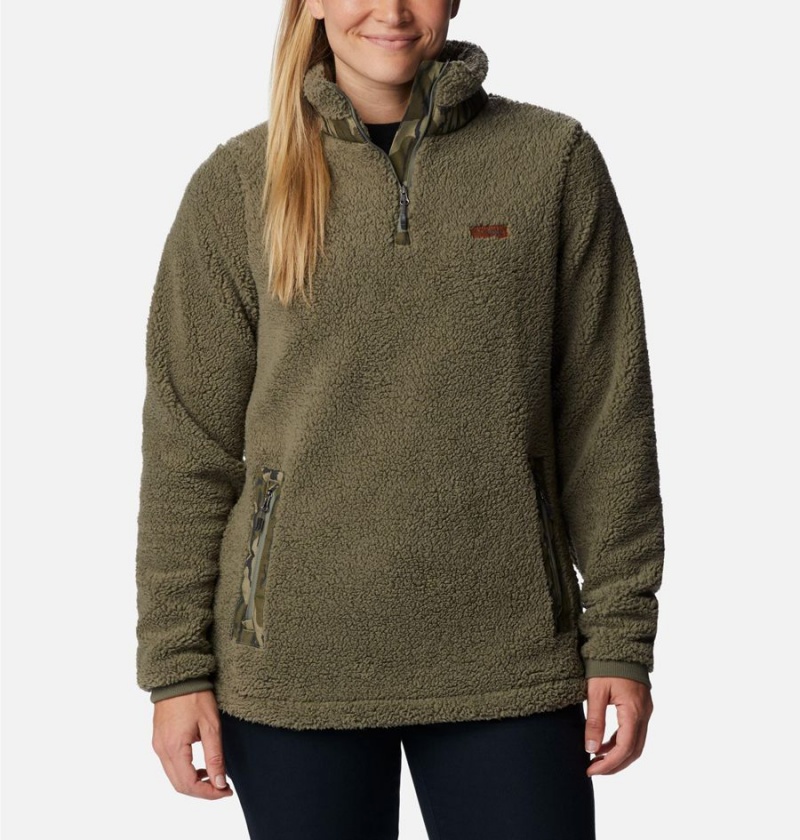 Columbia PHG Tough Shot Pullover Women\'s Fleece Jacket Green | GKQJRT-392
