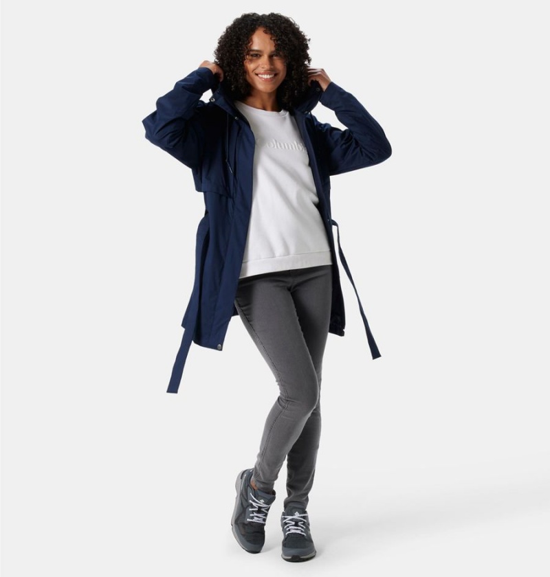 Columbia Pardon My Trench Women's Rain Jacket Navy | BGEXCO-631