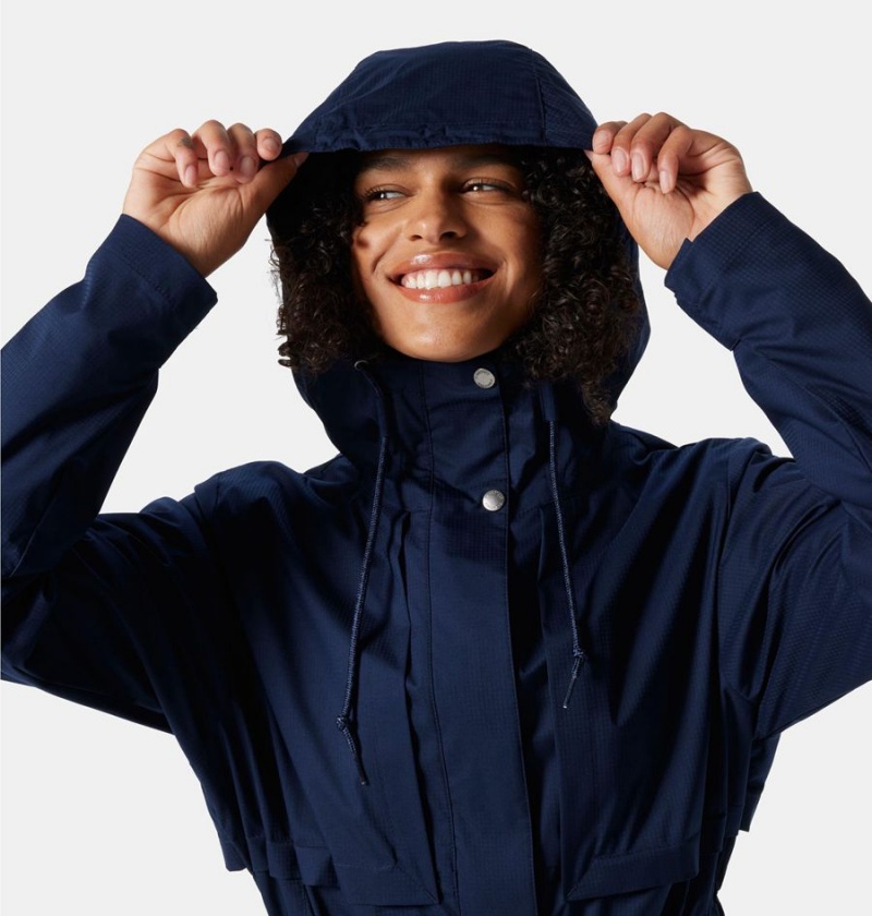 Columbia Pardon My Trench Women's Rain Jacket Navy | BGEXCO-631